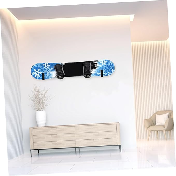 1 Set Sleek Ski Wall Rack and Coat Hooks Wall Mounted Skateboard Hook Space Saving Design for Easy Installation Any Surface for Organizing Snowboards and Skate Decks