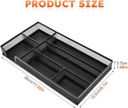 Desk Drawer Organizer, Office Metal Mesh Drawer Divider Organizer Tray with 6 Compartments, Pen Organizer for Desk Drawers Tray Desktop Accessories(COLOR:Black)