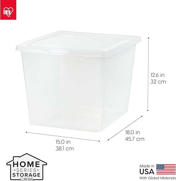 IRIS USA 4-Pack Storage Bins with Lids, 36 Quart, Clear Stackable Containers Box Organize Shoes Closet Shelves Clothes Blankets Towels - BPA-Free Plastic