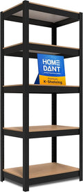 HOMEDANT House 5 Tier Heavy Duty Garage Shelving Adjustable Metal Rack Storage Shelves Standing Shelf Unit Organizers Pantry Closet Office (1, Black, 24.4" W x 16.2" D)