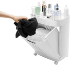 2-Layer Rolling Laundry Hamper Sorter, Multi-functional Clothes Separation Basket with Wheels Floor-Standing Plastic Laundry 3 Baskets for Home