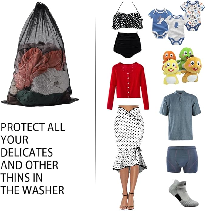 Kimmama Heavy Duty Coarse Mesh Drawsting Laundry Bag, 24'' x 36'' Super Sturdy Draw String Bag,Jumbo Net Cord Bag for Factories,College,Dorm,Travel,Outdoor,Storage