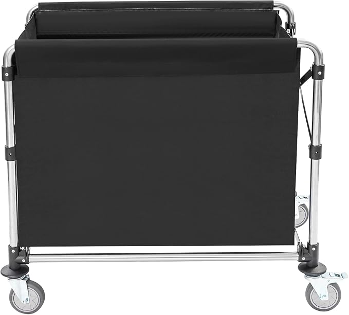 Commercial Laundry Cart with Wheels | Large Laundry Basket with Wheels | Foldable Laundry Hamper | Laundry Sorter for Clothes Storage | Ox Cloth | 440 lbs Load | 34.25x20.47x30.7in (Black)