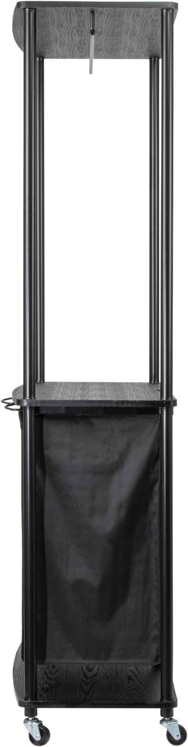 Household Essentials 3-Bag Laundry Center, Smooth Laminate Shelving, Sturdy Steel Frame