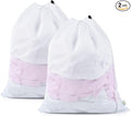 OTraki 2 Pack Mesh Laundry Bag 20x24 Inch Heavy Duty Laundry Fine Mesh Bags Dirty Clothes Drawstring Laundry Wash Bag Delicates Net Storage Travel Bag Don't Drying, Melting 140-176℉ White