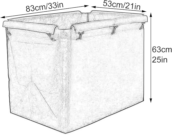 Industrial Laundry Cart Replacement Bag, Removable Waterproof Liner Bag, Waterproof High Capacity Thickened Commercial Cloth Cleaning Cart Bag, for Rolling Laundry Basket, Laundry Cart(Blue)