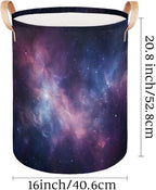 Space Universe Galaxy Collapsible Laundry Basket Large Laundry Hamper Waterproof Foldable Storage Bins Laundry Basket with Leather Handles Clothes Nursery Hampers
