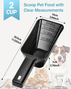 2 Cup Dog Food Scoop(2 Pack), Plastic Pet Food Scoop with Measuring Lines for Accurate Pet Food Portions,Dishwasher Safe (Black and Pink)