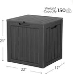 Outdoor Storage Box Waterproof, 35 Gallon Lockable Resin Deck Box Small, Patio Storage Bin for Pool Accessories Cushion Furniture, Garden Tools, UV-Resistant Outside Delivery Black