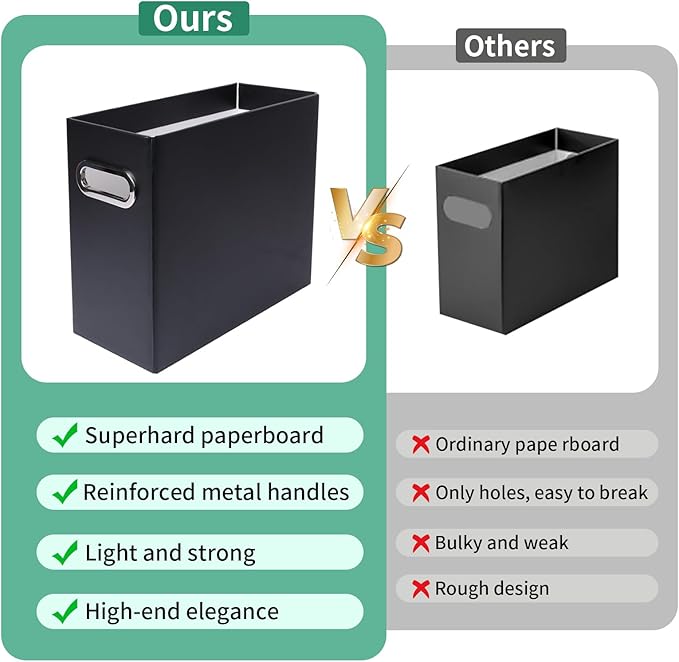 Collapsible File Organizer Box with Handle,12.20x5.11x9.84Inches, Filing Organizer for Home or Office, Small Portable File Box(4 Packs, Black)