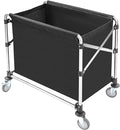 Commercial Laundry Cart with Wheels,Folding Laundry Hamper Cart,Heavy Duty Rolling Basket with Large Capacity,Sorter Trolley for Home Hotel Apartment (Black, 34.25 * 20.47 * 30.7in)