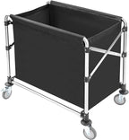 Commercial Laundry Cart with Wheels | Large Laundry Basket with Wheels | Foldable Laundry Hamper | Laundry Sorter for Clothes Storage | Ox Cloth | 440 lbs Load | 34.25x20.47x30.7in (Black)