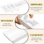 1 Pcs Expandable Drawer Organizer Bins Adjustable Deep Drawer Hanging Organizer Tray Expandable 11.4 to 18.1 Inches Plastic Dividers Storage for Office Bathroom Bedroom Kitchen Desk, White