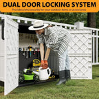 LHBcraft Outdoor Storage Cabinet 36 Cu Ft with Lockable Doors, Waterproof Outdoor Storage Box for Patios,Portable Horizontal Resin Storage Shed, Easy to Assemble