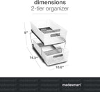 madesmart 2 Tier Bath Organizer, Undersink Storage with Sliding Drawers, for Cleaning Supplies, Pantry, Sponges, Bottles & Kitchen Essentials, Adjustable Dividers & Pull Out Sliding Baskets, Frost