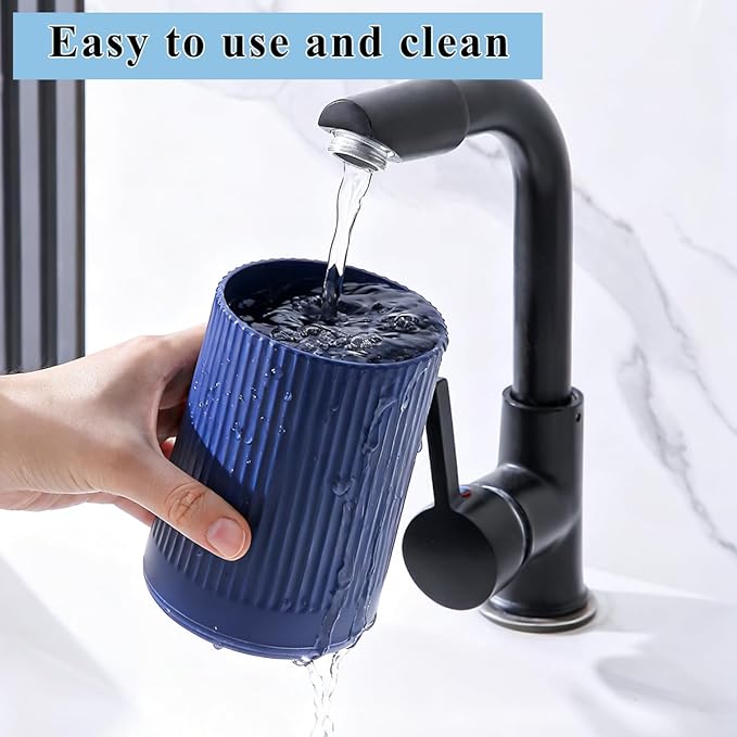 Kyraton Cooking Utensils Holder 2pcs, 360° Rotating Heavy Duty Plastic Kitchen Utensil Holder for Countertop, The Small Utensil Crock for Cutlery Silverware, Tooth Brush, Desk Pencil Pen