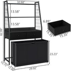 Laundry Hamper Laundry Basket with 3 Section Pull-Out Rolling Bags & 2-Tier Storage Shelf, Laundry Sorter for Organization and Storage with 2 Drawers for Laundry Room, Bathroom