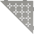 Schluter Triangular Corner Shelf for Tiled Walls - Floral Design, Aluminum Material, Stone Grey Finish, 3/32" Thick Anchoring Tabs - SES1D5TSSG