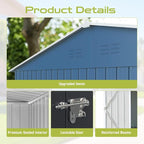 8' x 6' XL Outdoor Storage Shed, Sturdy Metal Building w/Floor and Operable Window for Garden, Backyard, Poolside and Lawn, Blue