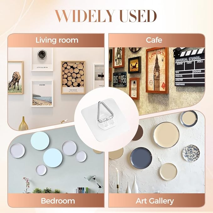 Invisible Adhesive Plate Hangers, 2025 New Plate Hangers for The Wall, Wall Plate Hangers for Display, Picture Hanging Vertical Hooks for Decorative Plates, Photo Frames, Paintings and Art (20PCS)