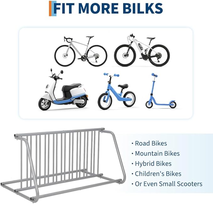 Floor Bike Rack,Double-Side 10-Bike Rack 60" L,Grid Bike Rack In Ground,Freestanding Bicycle Floor Parking Stand,Stand Bike Racks for Garages Streets Yards Bike Events