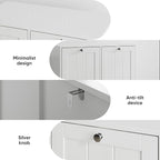 Two-Compartment Tilt-Out Laundry Sorter Cabinet,Bathroom Storage Organize Cabinet with 2 Removable Hamper Clothes Basket (White-B)