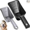 2 Pack Dog Food Scoop with 1 Cup and 2 Cup Capacity, Plastic Pet Food Measuring Scoops with Clear Measurement Lines for Dogs, Cats & More,Dishwasher safe (Grey and Black)
