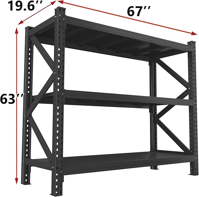 Metal Shelves, 4200LBS Heavy Duty Garage Shelving, Adjustable Garage Shelves, Shelving Units and Storage, Shelf, for Basement Workshop, Black