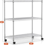 Simple Deluxe Heavy Duty 3-Shelf Shelving Unit with Wheels, Adjustable Steel Wire Shelving, Chrome Metal Shelf Organizer for Kitchen Organization and Storage, 750 lbs Capacity