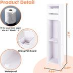 ShellKingdom Toilet Paper Holder Stand, Small Bathroom Storage Cabinet with Doors and Toilet Paper Storage, Slim Storage Cabinet for Bathroom Small Spaces Corner, 31.3 x 6.69 x 6.69 inch (White)