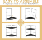 2-Tier Bathroom Organizer Countertop Corner - Makeup Organizer Cosmetic Perfume Holder Bedroom Storage Shelf or Kitchen Spice Rack (Chrome + Black)