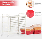 Giantex 9 Drawers Rolling Cart, Classroom Organizers, Storage Cart with Wheels, for Teacher Office Home School Supplies Tool Craft Art Paper, Macaron Multicolor