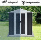 Heavy-Duty Outdoor Garden Shed with Aluminum Alloy Frame, Hinged Door, and Stable Foundation for Secure Storage (5x3 Feet Grey with Metal Base)
