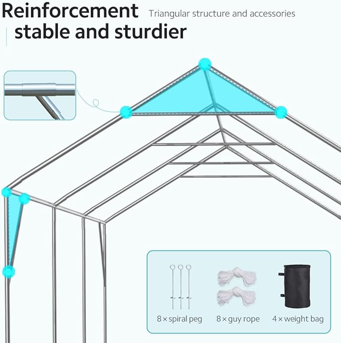 ADVANCE OUTDOOR 12x20 ft Canopy Garage Heavy Duty Carport Car Boat Shelter Party Tent, Adjustable Peak Height from 9.5ft to 11ft, White