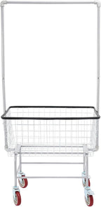 Heavy Duty Laundry Cart with Wheels & Hanging Rack - 110lbs Large Rolling Laundry Hamper Basket for Home, Bathroom, Commercial Use