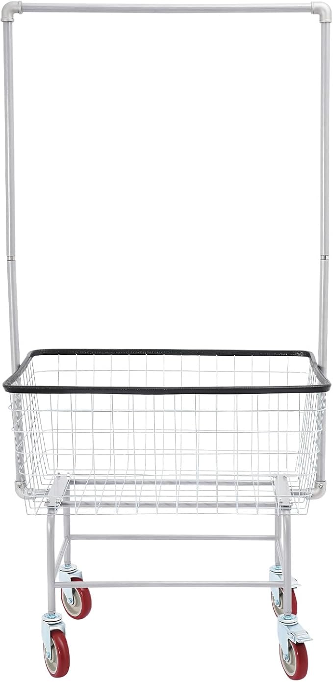 Heavy Duty Laundry Cart with Wheels & Hanging Rack - 110lbs Large Rolling Laundry Hamper Basket for Home, Bathroom, Commercial Use