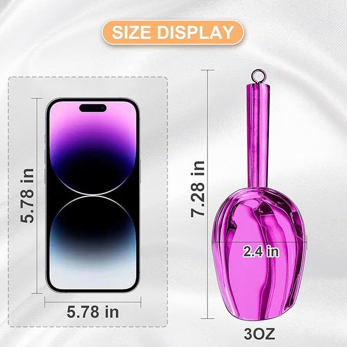 Metal Ice Scoop，Kitchen Ice Scooper for Ice Maker,Stainless Steel Small Ice Scooper for Freezer，Kitchen Gadgets Cookie Flour Pet Dog Food Scoop (purple, 3oz)