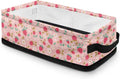 Storage Bin Organizer Collapsible Fabric Basket for Bathroom Kitchen Office Home Storage with Handles for Easy Carrying 13.89 x 7.13 x 4.37 Inch, Strawberry Flower Pink