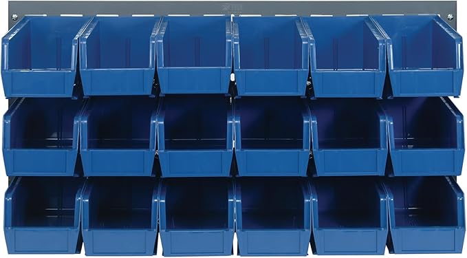 Quantum Storage Systems QLP-3619-230-18BL Gray Louvered Panels Complete Package with Bins, 36" L X 19" H, Blue