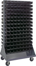 Quantum Storage Systems QMD-36H-220BK Mobile Double Sided Gray Louvered Rack System with Bins, 36" L x 25" W 72" H, Black