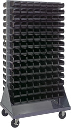 Quantum Storage Systems QMD-36H-220BK Mobile Double Sided Gray Louvered Rack System with Bins, 36" L x 25" W 72" H, Black