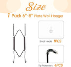 Bilillo Plate Hangers for The Wall, Suitable for 6''-8'' Decorative Plate,Invisible Heavy Duty Wire Plate Holder with Wall Hooks, Plate Hangers for Displaying Plates, Platter, Dish (Black)