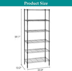 PayLessHere | 6-Tier Wire Shelf | 23"x13"x59" | Black | Adjustable Racks | Heavy-Duty Storage Shelves, Holds Upto 1500 lbs | Rust-Resistant, No-Tool Assembly | for Home, Garage Shelving