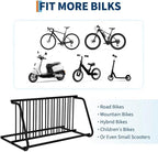 Floor Bike Rack,Double-Side 10-Bike Rack 60"L,Grid Bike Rack In Ground,Freestanding Bicycle Floor Parking Stand,Stand Bike Racks for Garages Streets Yards Bike Events