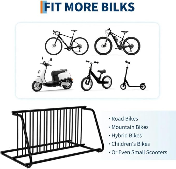 Floor Bike Rack,Double-Side 10-Bike Rack 60"L,Grid Bike Rack In Ground,Freestanding Bicycle Floor Parking Stand,Stand Bike Racks for Garages Streets Yards Bike Events