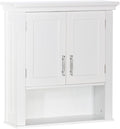 RiverRidge Somerset Two-Door Bathroom and Laundry Wall Mount Storage Medicine Cabinet with Open and Adjustable Shelf - White | Two-Door, Wall Mount, Storage, Open, Adjustable Shelf