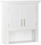 RiverRidge Somerset Two-Door Bathroom and Laundry Wall Mount Storage Medicine Cabinet with Open and Adjustable Shelf - White | Two-Door, Wall Mount, Storage, Open, Adjustable Shelf