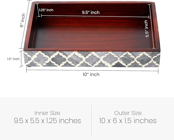 Handicrafts Home 10x6 Grey Small Bathroom Tray, Vanity Organizer for Perfume & Cosmetics, Kitchen Counter, Bathroom Tray, Guest Towel Holder, Decorative Napkin Holder, Bathroom Countertop Storage