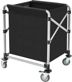 Commercial Laundry Cart with Wheels,Folding Laundry Hamper Cart,Heavy Duty Rolling Laundry Basket with Large Capacity,Laundry Sorter Trolley for Home Hotel Apartment (Black, 23.62 * 19.69 * 23.62in)
