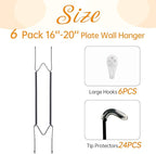 Bilillo 6 Pack Plate Hangers for The Wall, Suitable for 16''-20'' Decorative Plate,Invisible Heavy Duty Wire Plate Holder with Wall Hooks, Plate Hangers for Displaying Plates, Platter, Dish (Black)